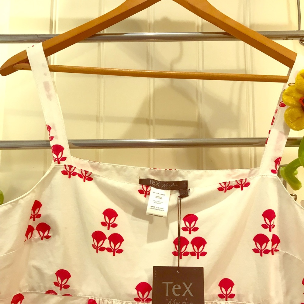 Tex for Max Azria Dress Pink White Floral Tulip M